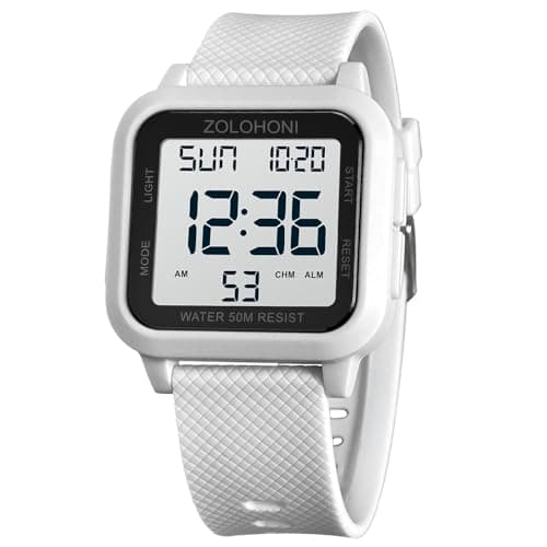 Image of zolohoni Square Digital Watch for Men Big Numbers Dial Large Face Waterproof LED Watches Alarm Date Stopwatch Womens