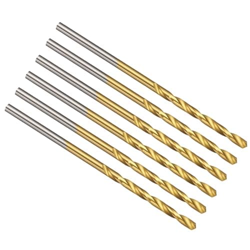 Image of PATIKIL #56 Drill Bit, M42 8% Cobalt High-Speed Steel Jobber Straight Shank 135° Titanium Nitride (TiN) Coated for Hard Metal Stainless Steel - 6 Pack