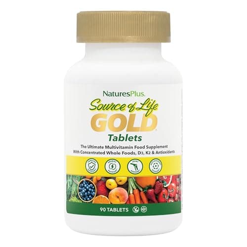 Image of NaturesPlus Source of Life Gold Tablets - Plant Based Multivitamin and Mineral Supplement with Superfoods - Vegetarian, Gluten Free - 90 Tablets
