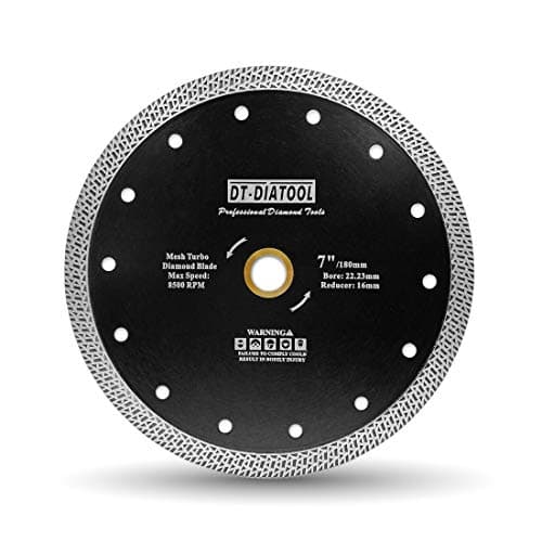 Image of DT-DIATOOL Diamond Cutting Disc 7 Inch / 180mm with Mesh Turbo Cutters for Porcelain Tile Marble Ceramic Granite