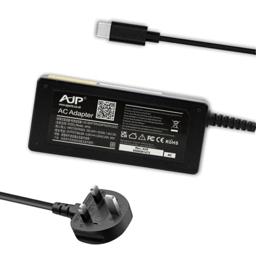 Image of 65W USB C TYPE C AC Charger for ADP-65KE B, ADP-65KE B, KP.06503.020, KP.06501.017 Notebook PC Laptop Adapter with + UK Power Cord