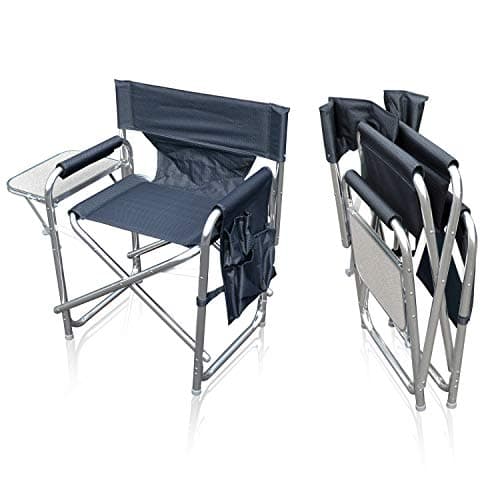 Image of Sun Leisure Directors Folding Chair, Aluminium Frame, Graphite, Side Pockets, Folding Side Table, Fishing, Garden, Camping, Event Chair, Durable, Indoor & Outdoor Use, Portable