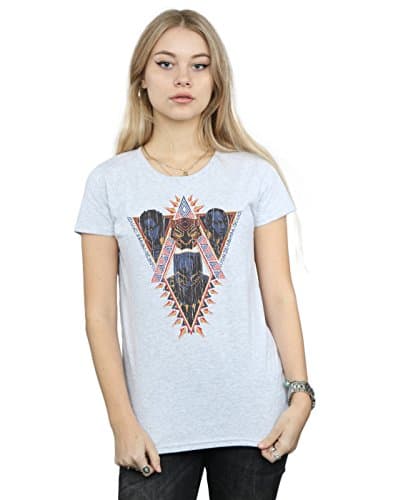 Image of Marvel Women's Black Panther Tribal Heads T-Shirt Sport Grey Small