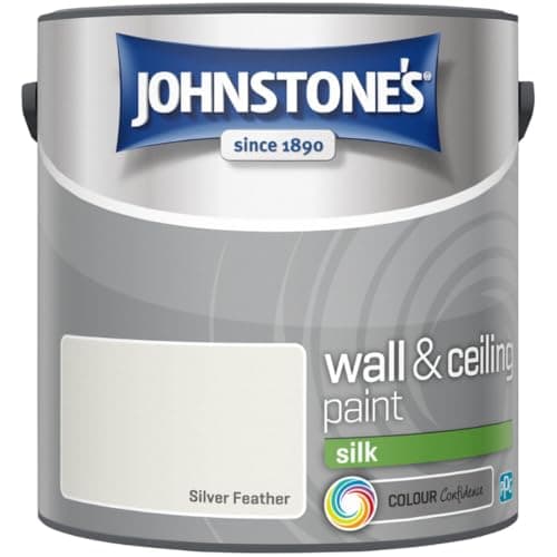 Image of Silver Feather Johnstone’s Wall & Ceiling Silk Paint 2.5L – Smooth Silk Finish, Excellent Coverage, Quick Dry, Low Odour Interior Paint for Walls & Ceilings