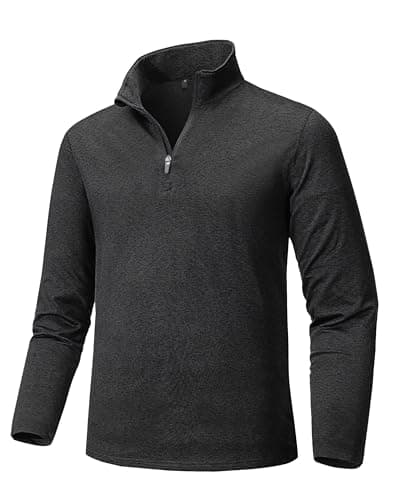 Image of Tansozer Golf Jumper for Men Micro Fleece Top Quarter Zip Long Sleeve Running Clothes Gym T-Shirts Active Wear Base Layer, Black, L