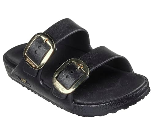 Image of Skechers Molded Double Band Slide W Large Me Flat Sandals Black 6