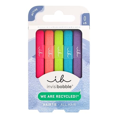 Image of invisibobble Hair Tie Neon Glow (5 Pieces) - Hair Scrunchie Set Made of Recycled Material - Neon Colours for Girls & Women - Small Headband as Hair Accessories for Sports & Everyday Use - Stylish