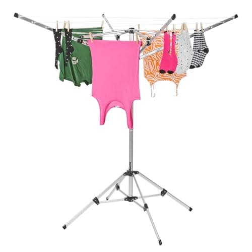 Image of Taylor & Brown Clothes Airer Clothes Drying Racks 4 Arm Washing Line Airer Portable Foldable Freestanding Clothes Line Indoor Outdoor Umbrella-Style Clothes Drying Rack Aluminium Alloy Material
