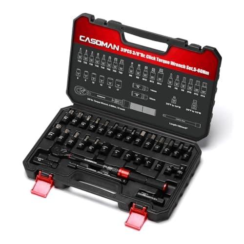 Image of CASOMAN 31PCS 3/8" Dr Click Torque Wrench Set 5-60Nm, 72-Tooth Ratchet with Calibration Certificate, Chrome Vanadium Steel Torque Wrench for Bicycle Motorcycle Car DIY Repair