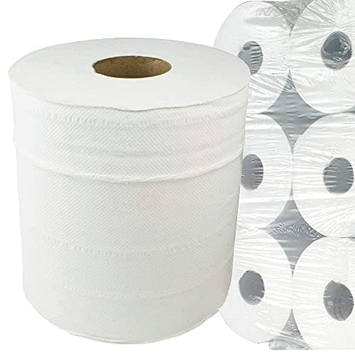 Image of 12 Rolls Centrefeed White 2ply Paper Towels Embossed Wiper Cleaning Multipurpose Wiper Roll