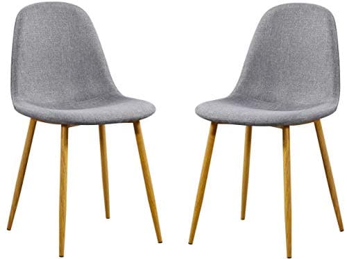 Image of Charles Jacobs 2 x Modern Dining Chairs with Oak Effect Legs - Grey Fabric