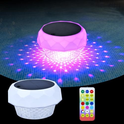 Image of Brillistep Floating Solar Pool Lights with Remote Control, Waterproof IP68 Solar Powered RGB Pool Lights