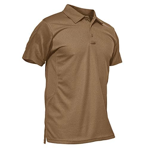 Image of KEFITEVD Men's Golf Polo Shirts Short Sleeve Shirts Casual Summer Polyester Lightweight Work Shirts,Brown,XL