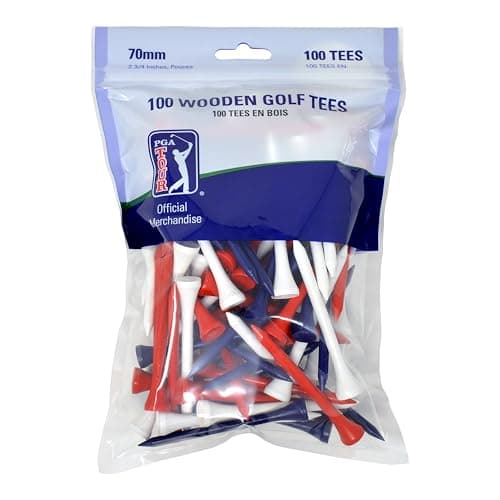 Image of PGA TOUR Mens Golf-tees Aus Holz, 7 Cm, 100 Stück, Rot/Weiß/Blau Wooden Golf Tees, Red/White/Blue, 100 X 7 Cm EU