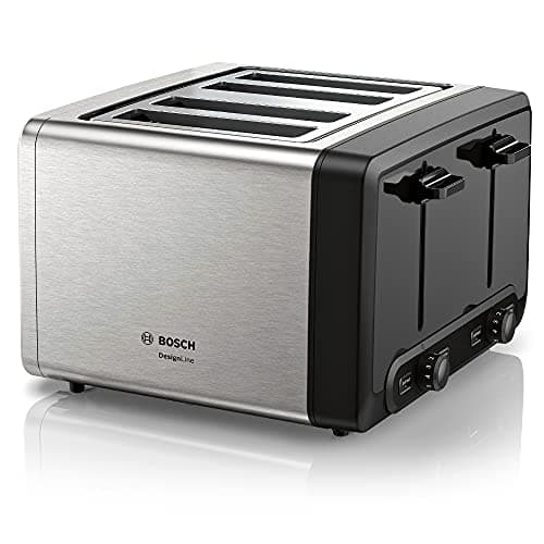 Image of Bosch DesignLine Plus TAT4P440GB 4 Slot Stainless Steel Toaster with Variable Controls - Stainless Steel