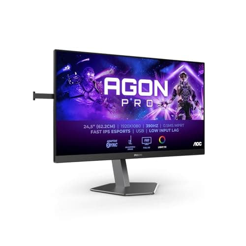 Image of AOC AGON AG256FS - 25 Inch FHD Gaming Monitor, 390Hz, Fast IPS, 0.3ms, HDR400, Height Adjustable Esports Base, RGB Lighting, USB Hub (1920 x 1080, 400 cd/m2, HDMI 2.0 / DP 1.4 / USB 3.2)