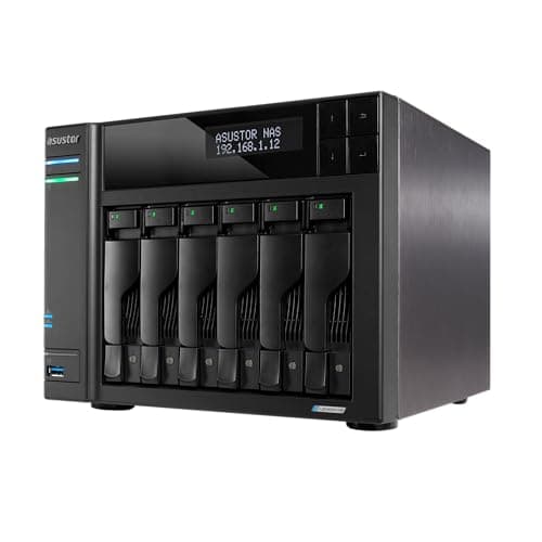 Image of Asustor Lockerstor 6 Gen2+ AS6706T v2 6 Bay NAS Storage, Intel Quad-Core 2.0GHz CPU, Dual 5GbE Ports, 8GB RAM DDR4, 4 M.2 SSD Slots, Network Attached Storage (Diskless)