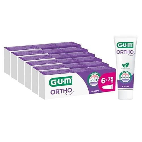 Image of GUM Ortho Toothpaste | Specially Designed for wearers of Braces | Reduces Plaque Build-up | Strengthens Enamel | Spearmint Flavour | 6 x 75ml