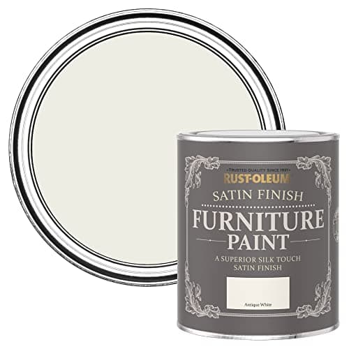 Image of Rust-Oleum Off White Furniture & Skirting Board Paint in Satin Finish - Antique White 750ml