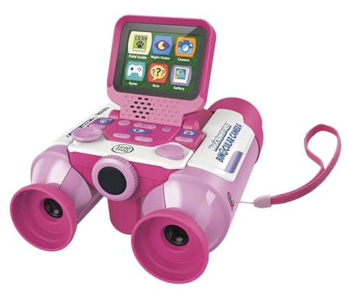 Image of LeapFrog Magic Adventures Binocular Camera Pink, Real Interactive Binoculars with Night Vision, Camera with 10x Optical Zoom, Educational BBC Images, Toy for 5, 6+ Years, English Version