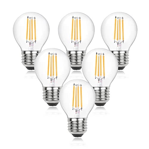 Image of Luxvista Dimmable, 4W G45 E27 LED Filament Light Bulb, 40W Equivalent, ES Vintage Clear Glass Mini Globe LED Bulb for Chandeliers (Warm White 2700K, 6-Pack)