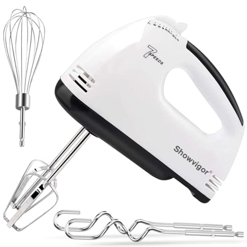 Image of 7-Speed Hand Electric Mixer, Stainless Steel Electric Hand Whisk, Electric Whisk Hand Mixer, Portable Handheld Cake Mixer for Cooking & Baking(WHITE)