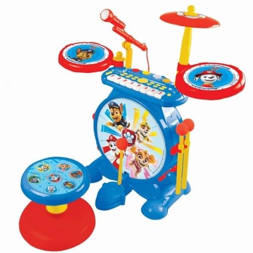 Image of Lexibook, Paw Patrol, Electronic Set for Children, Musical Toy Game, Realistic Drum Sound, 8-Keys Keyboard, MP3 Plug, seat Included, Blue/red, K610PA