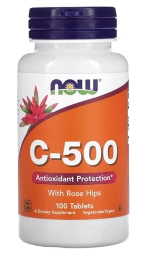 Image of Now Foods – Vitamin C-500 with Rose HIPS | Antioxidant Support for Immune Health – 100 Tablets