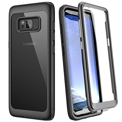Image of WE LOVE CASE Samsung Galaxy S8 Case, 360 Degree Shockproof Protective Case Cover with Built-in Screen Protector and Transparent Back for Samsung Galaxy S8 - Black