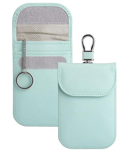 Image of Teskyer 2 Pack Faraday Pouch for Car Keys, Keyless Car Key Signal Blocker Pouch, Rfid Key Pouch, Aqua Green