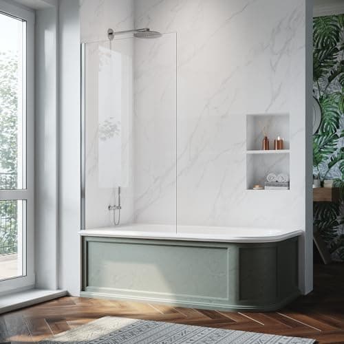 Image of ZANOFIRA 800 x 1400mm Fixed Bath Screen 6mm Toughened Safety Clear Glass Shower Screen Fixed Over Bath Panel Reversible Bath Screen