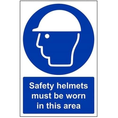 Image of V Safety Safety Helmets Must Be Worn In This Area PPE Sign - 200mm x 300mm - 1mm Rigid Plastic