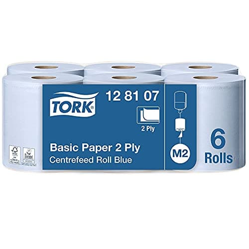 Image of Tork Basic Centrefeed Wiping Paper Blue M2, Cost-Efficient Paper Towels, 6 x 150m, 128107