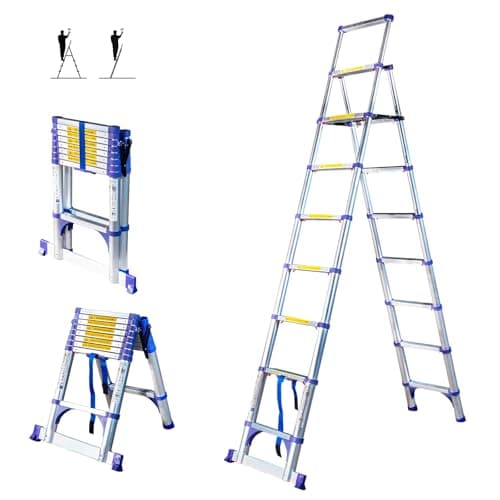 Image of HOSTRÖM EXTENDACT9 9-Step Telescopic Stepladder – Folding Telescopic Ladder 2.6m + 2.3m, Max Working Height 4.1m, 5-Year Warranty.