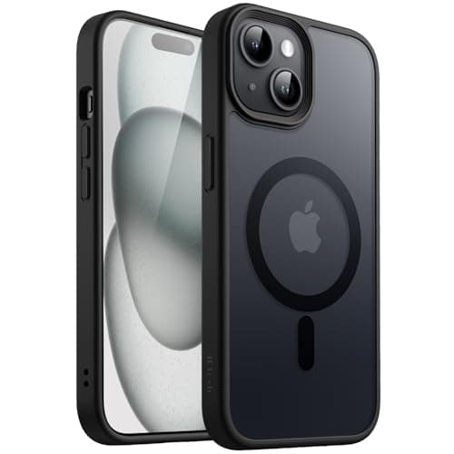 Image of JETech Magnetic Case for iPhone 15 Plus 6.7-Inch Compatible with MagSafe, Translucent Matte Back Slim Shockproof Phone Cover (Black)