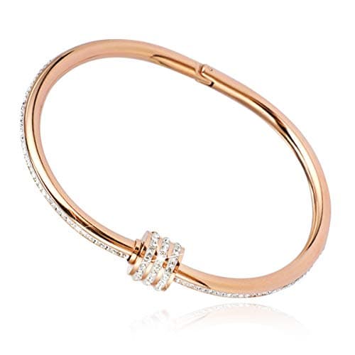 Image of PHOGARY Lucky Beads Classic Bracelets for Women, Crystal Rose Gold Bracelet, Girls Birthday Thanksgiving Christmas Xmas Valentine's Day Gift, Come with Gift Box