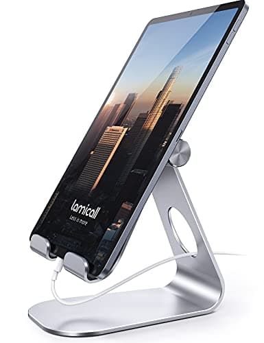 Image of Lamicall Tablet Stand, Adjustable Tablet Holder - Desktop Stand Dock Compatible with New iPad 2024 Pro 9.7, 10.5, 11, 12.9, 13, Air mini 2 3 4 5 6, Switch, Samsung Tab, other Tablets - Silver
