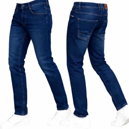 Image of Crosshatch Stretch Slim Fit Jeans Mens Denim Designer Trousers Pants Dark Wash 34W X 32L