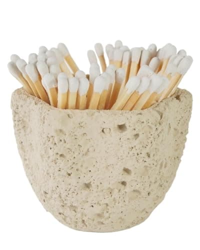 Image of Match Holder,Matchstick Holder Concrete Match Holder with Striker-Beautiful Petal Shape Match in Jar-for Cute/Fancy/Long Candle Matches,Refresh Any Modern Home Decor with Premium floral Jar-No Matches