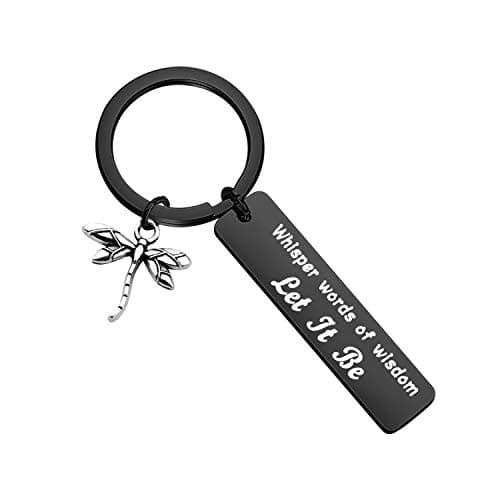 Image of CENWA Dragonfly Gift Dragonfly Jewelry Whisper Words of Wisdom Let It Be Keychain Inspirational Gift For Woman Best Friend, Black, 1.2*5