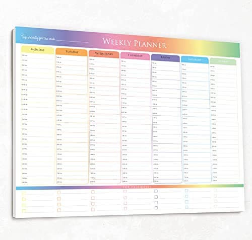Image of Large Weekly Planner Pad - Timetable Desk A3 - Perfect for Home, Business, Students Revision, Appointments, Schedule - 50 Tear Off Pages