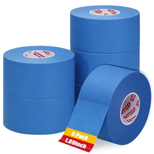 Image of Fyguard 6 Rolls Painters Tape Blue, 48mm x 50m Masking Tape Easy Removal Crepe Paper for Painting and Decorating, Indoor and Outdoor