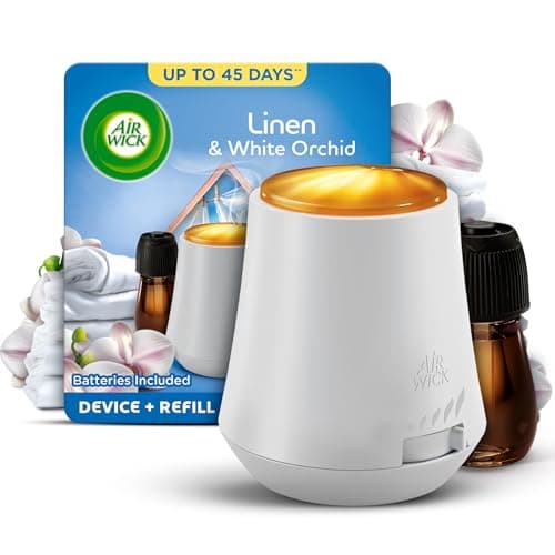 Image of Air Wick Essential Mist Diffuser Kit, Linen & Petals,1 Device & 1 refill (20 ml),Natural Essential Oils, Last up to 45 days, Air freshener