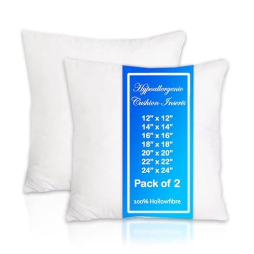 Image of Molten Creek® Square Soft Cushion Pads Insert, Extra Fill Plump Hollowfibre Inner Fillers, Anti-Allergy Sofa Cushion inserts Scatters, White (Pack of 2, 16 x 16 (40 x 40 cm))