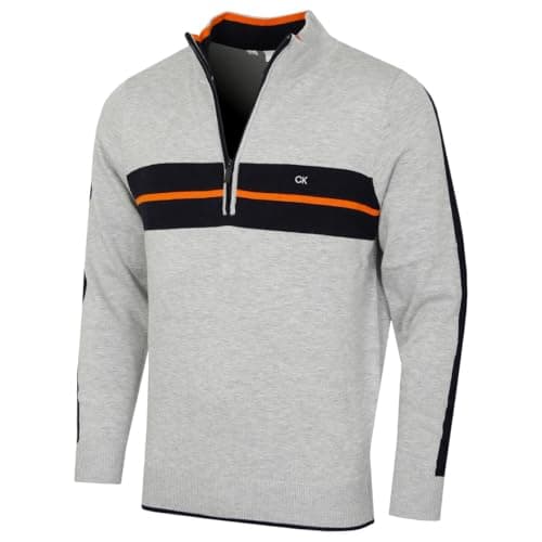 Image of Calvin Klein Golf Mens CK Vertex 1/2 Zip Neck Sweater - Silver - M