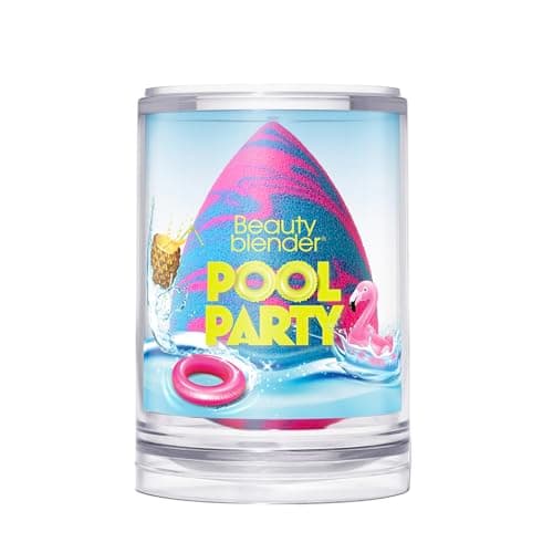 Image of Beautyblender Pool Party Makeup Sponge - Perfect Makeup Blender - Long-lasting Sponge for Foundation - Precise Application - Ideal Cosmetic Sponge for Flawless Finish - Pink and Blue Design