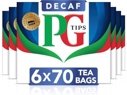 Image of PG Tips Decaf | Black Tea Bags Bulk | Indulgent, Velvety & Rich Black Tea | Perfect Flavour Release | Decaffeinated | 6 Packs | 420 Plant Based Biodegradable Decaf Tea Bags