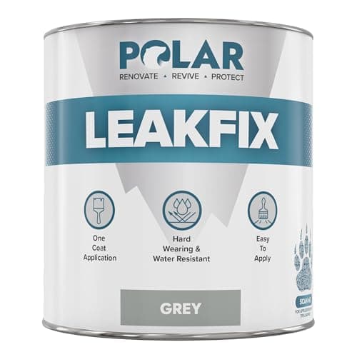 Image of Polar Leak Seal Paint - 500ml, Grey - Waterproof Roof Sealant for Leaks & Cracks - Seals and Protects Roofs, Gutters, & Drainpipes from UV Damage - Easy One Coat Application