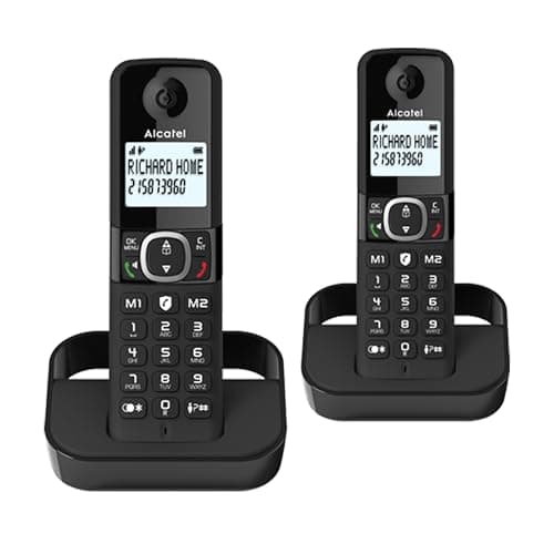 Image of ALCATEL F860 Duo - DECT Cordless Phone - Large Backlit Display - Handsfree - Call Barring - 2 Direct Memory Keys - 2 Handsets - Black