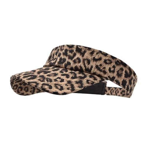 Image of YAMEIZE Leopard Sun Visors for Women Men - Cheetah Print Running Golf Tennis Sun Hat Adjustable Ponytail Cap for Sport